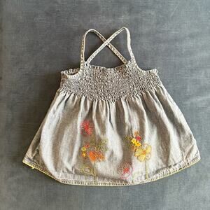 Y2K embroidered and smocked tank top